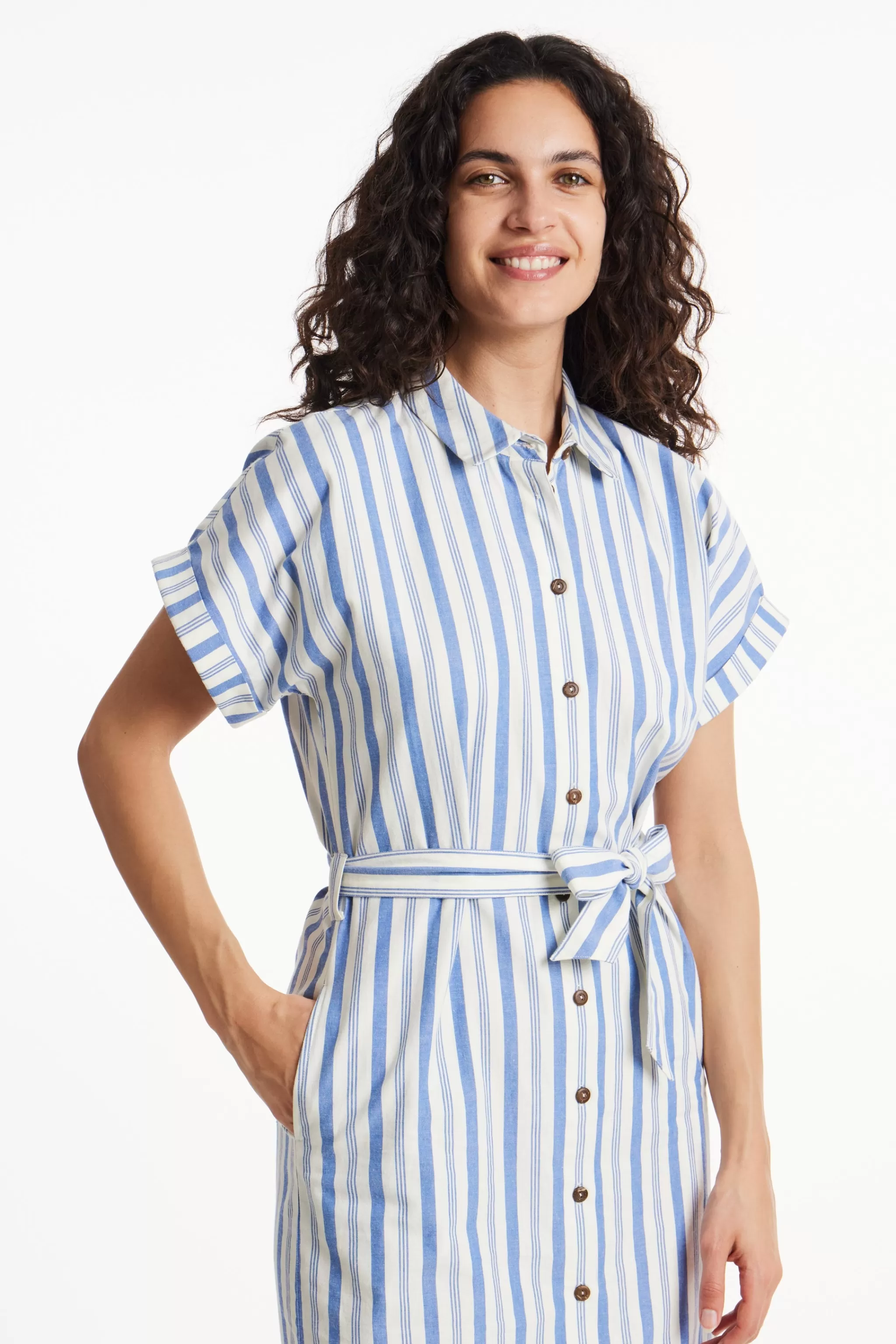 People Tree Dresses^Bessie Striped Dress In Blue Stripe