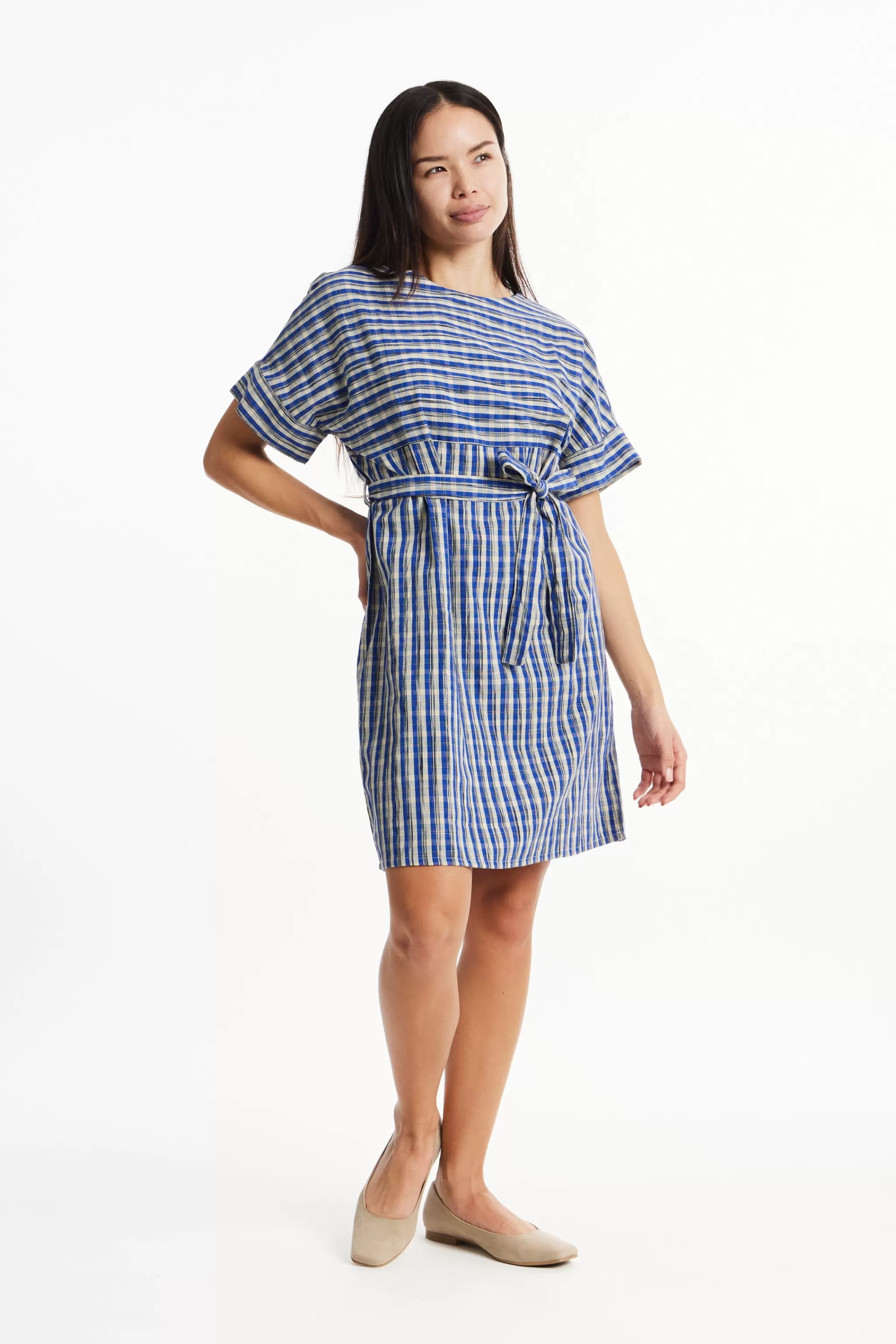 People Tree Dresses^Christabel Ikat Dress In Blue Check