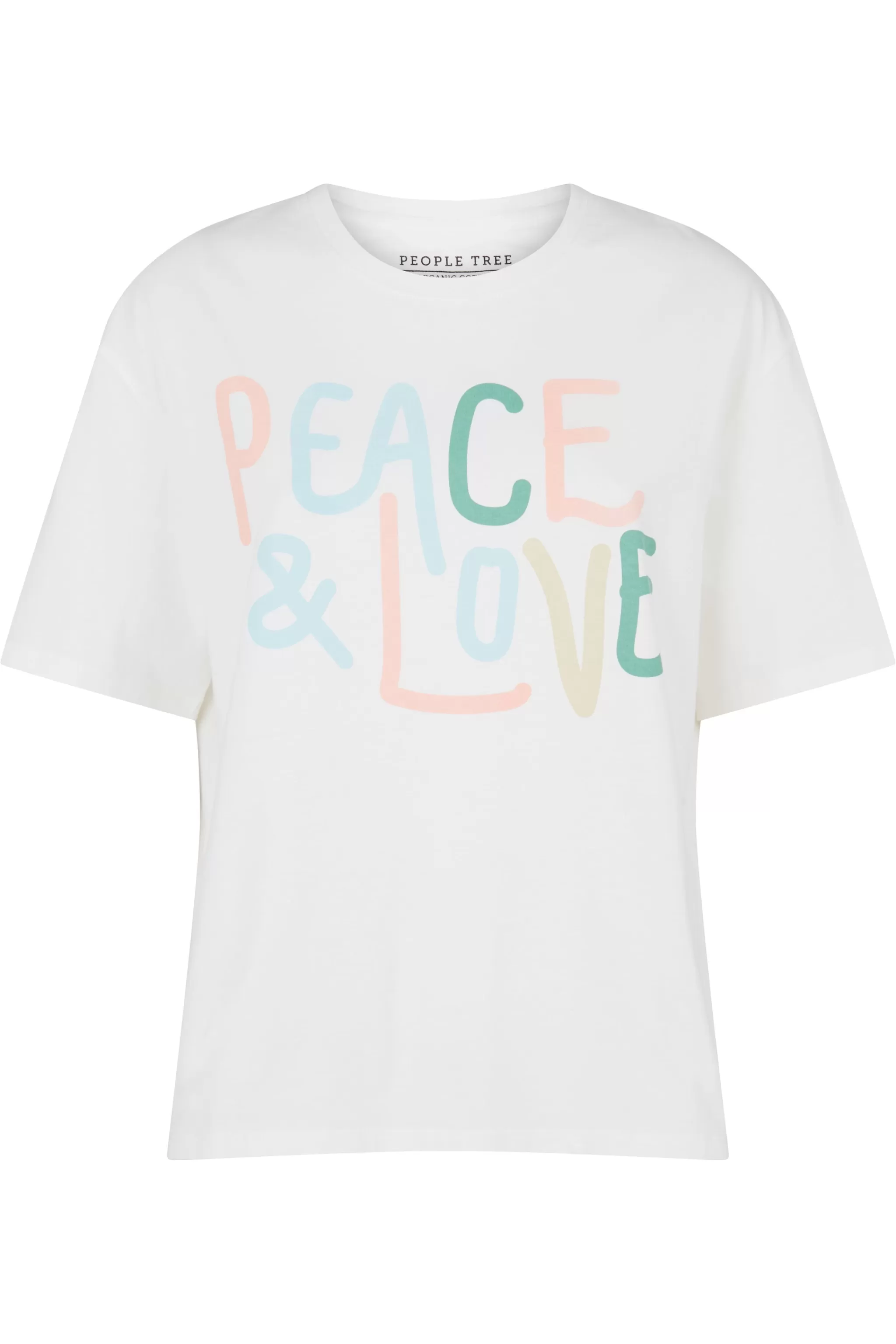 People Tree Tops^Peace & Love Print Tee In Eco White