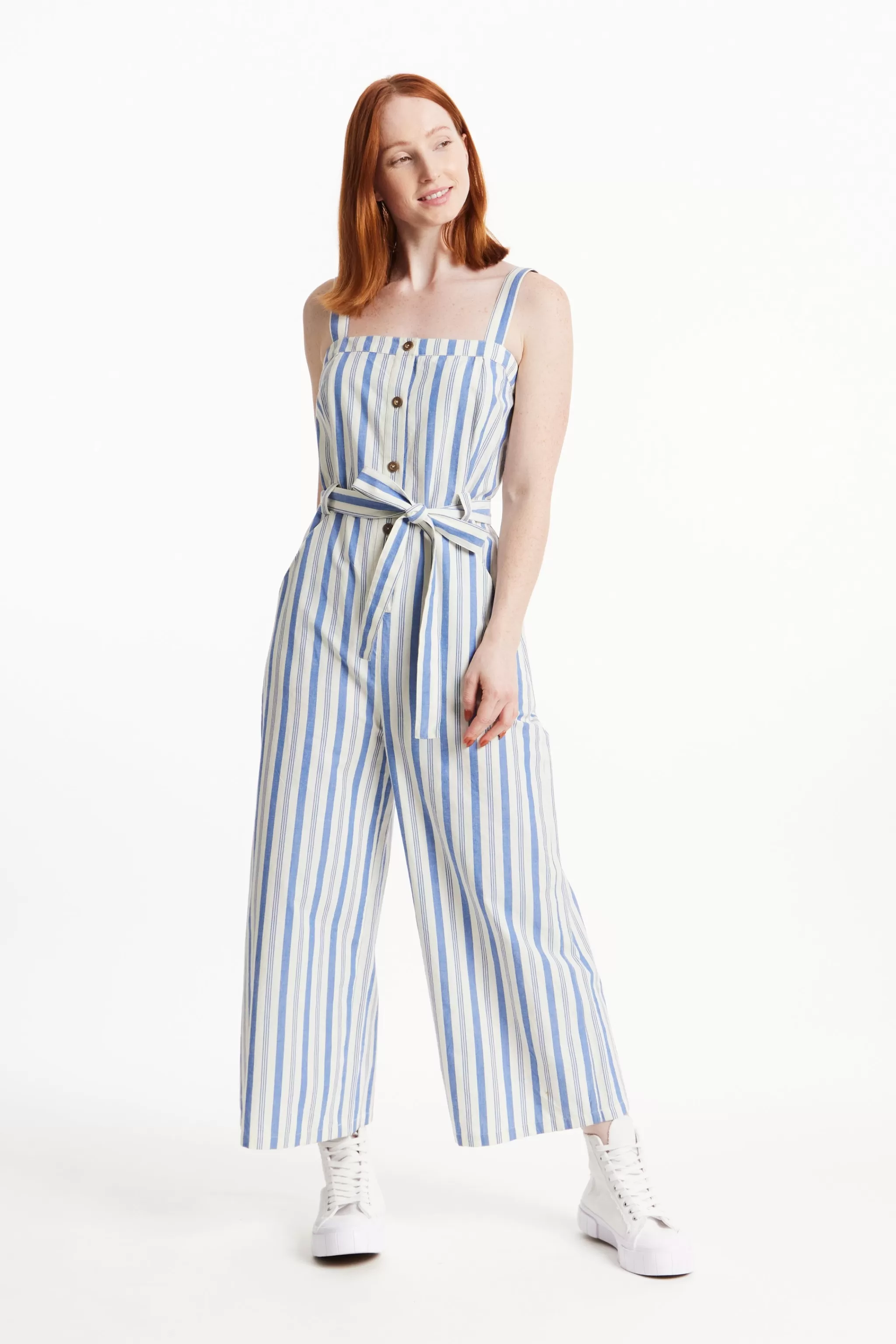 People Tree Jumpsuits & Dungarees^Rena Striped Jumpsuit In Blue Stripe